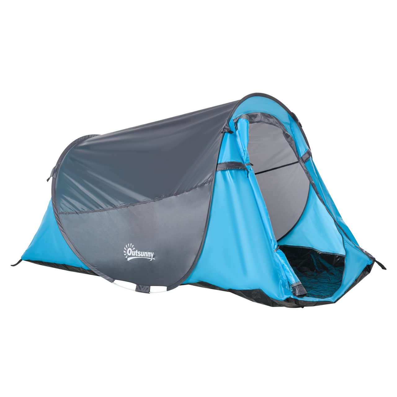 Outsunny Pop up Zelt für 1-2 Personen Campingzelt für 3 Jahreszeiten Blau Grau 220 x 108 x 110 cm
