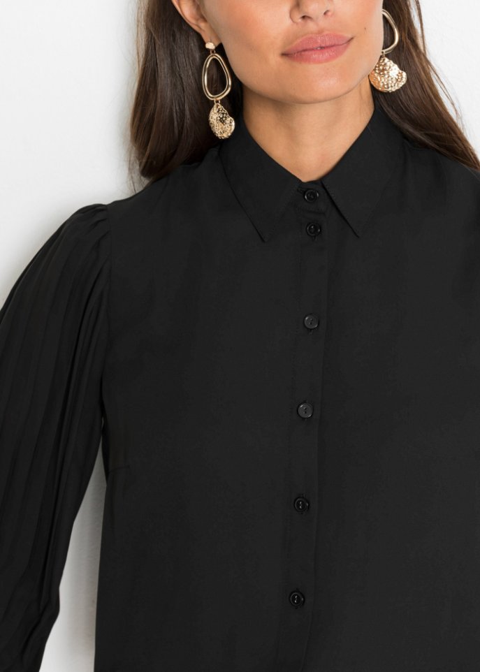 Bluse mit Plissee-Ärmeln