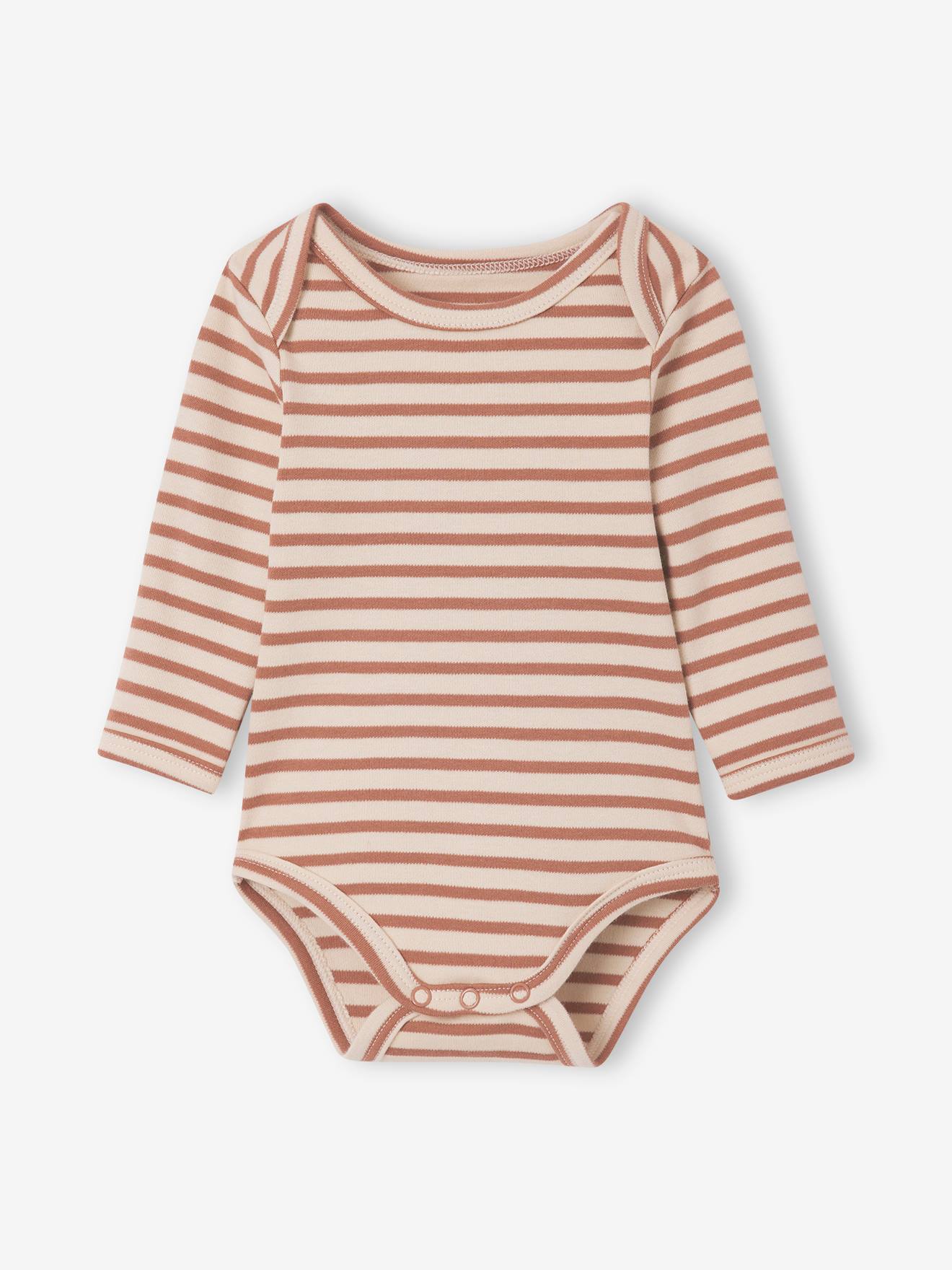 Lot de 5 bodies manches longues bébé emmanchure US cappuccino