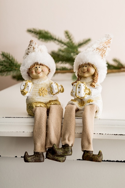 MyFlair Winterkinder mit Wollmütze, Kantensitzer, 2er Set
