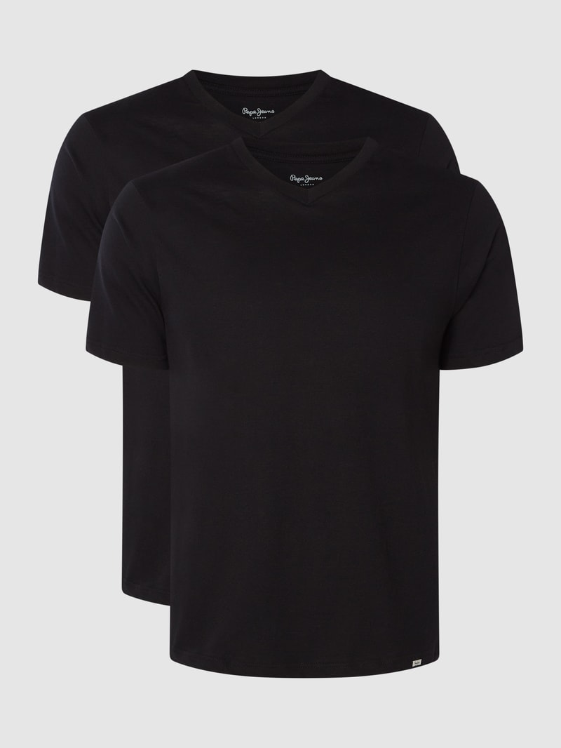 T-Shirt aus Baumwolle im 2er-Pack Modell 'Aiden' in schwarz