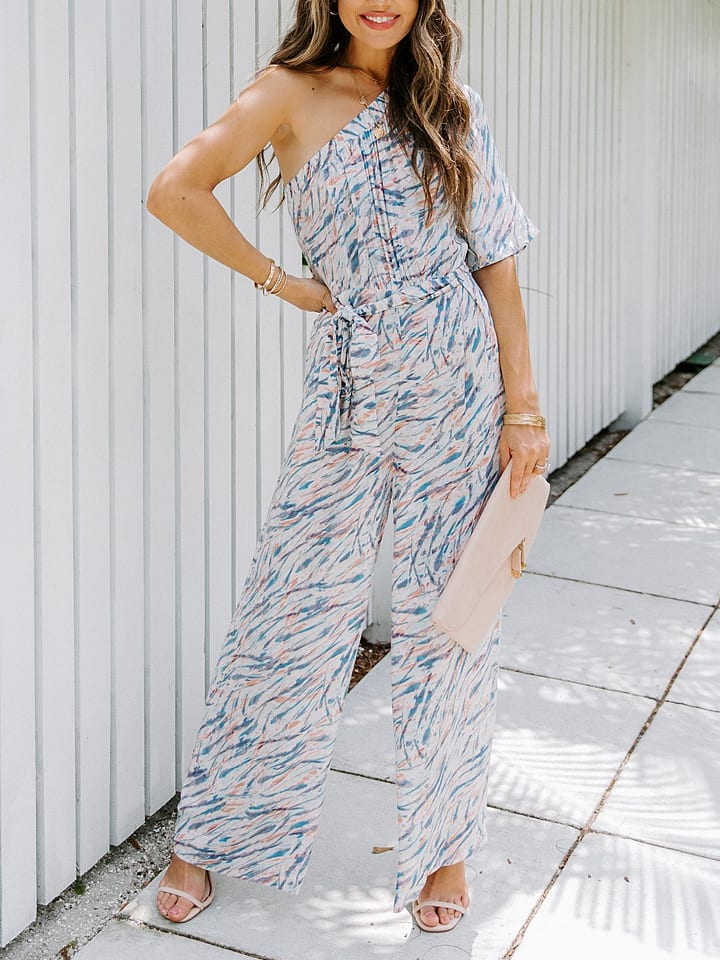 Milan Kiss Jumpsuit in Weiß/ Blau günstig kaufen