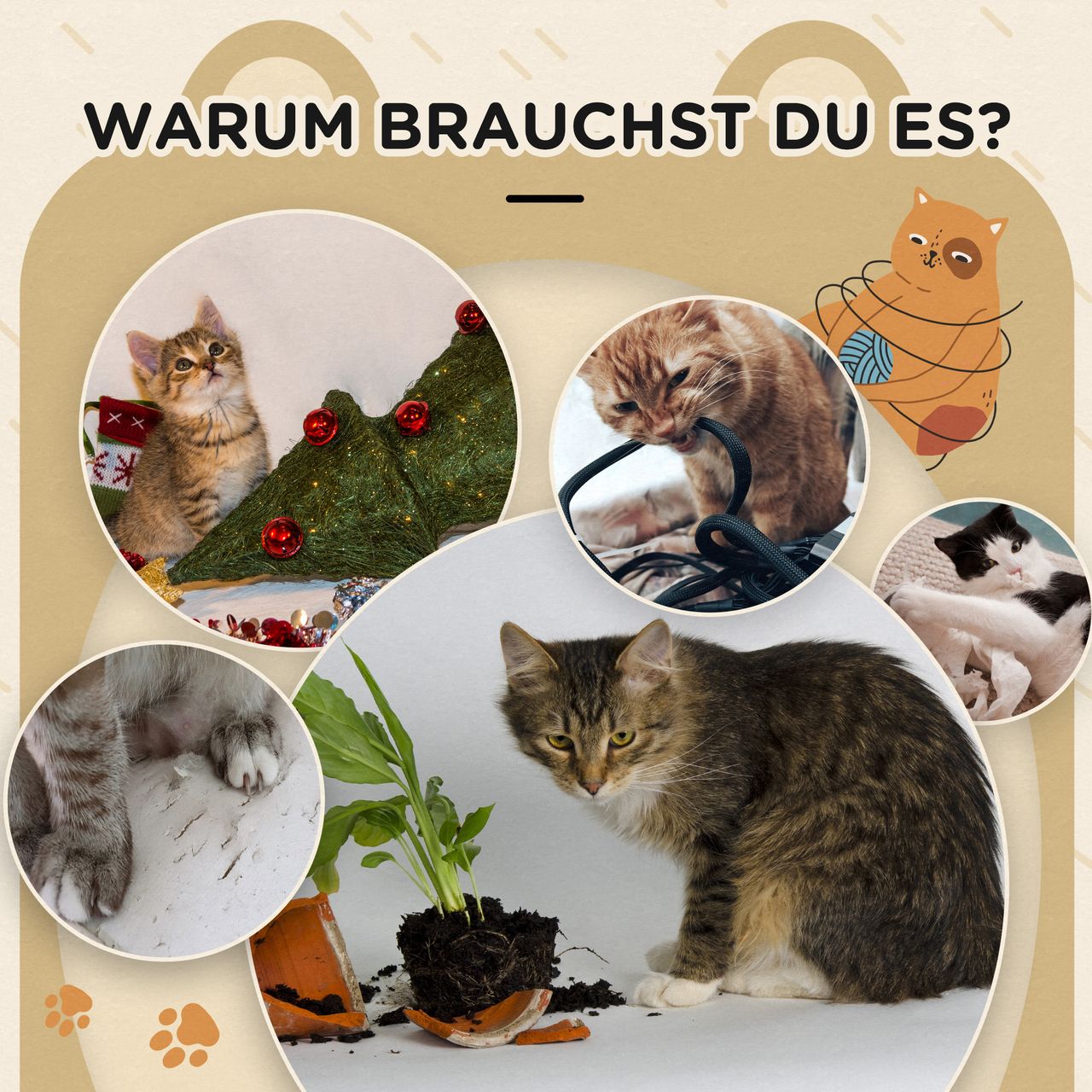 PawHut Kratztonne Höhe 66 cm, Kratzturm mit 2 Höhlen, Katzentonne mit Kratzbrett