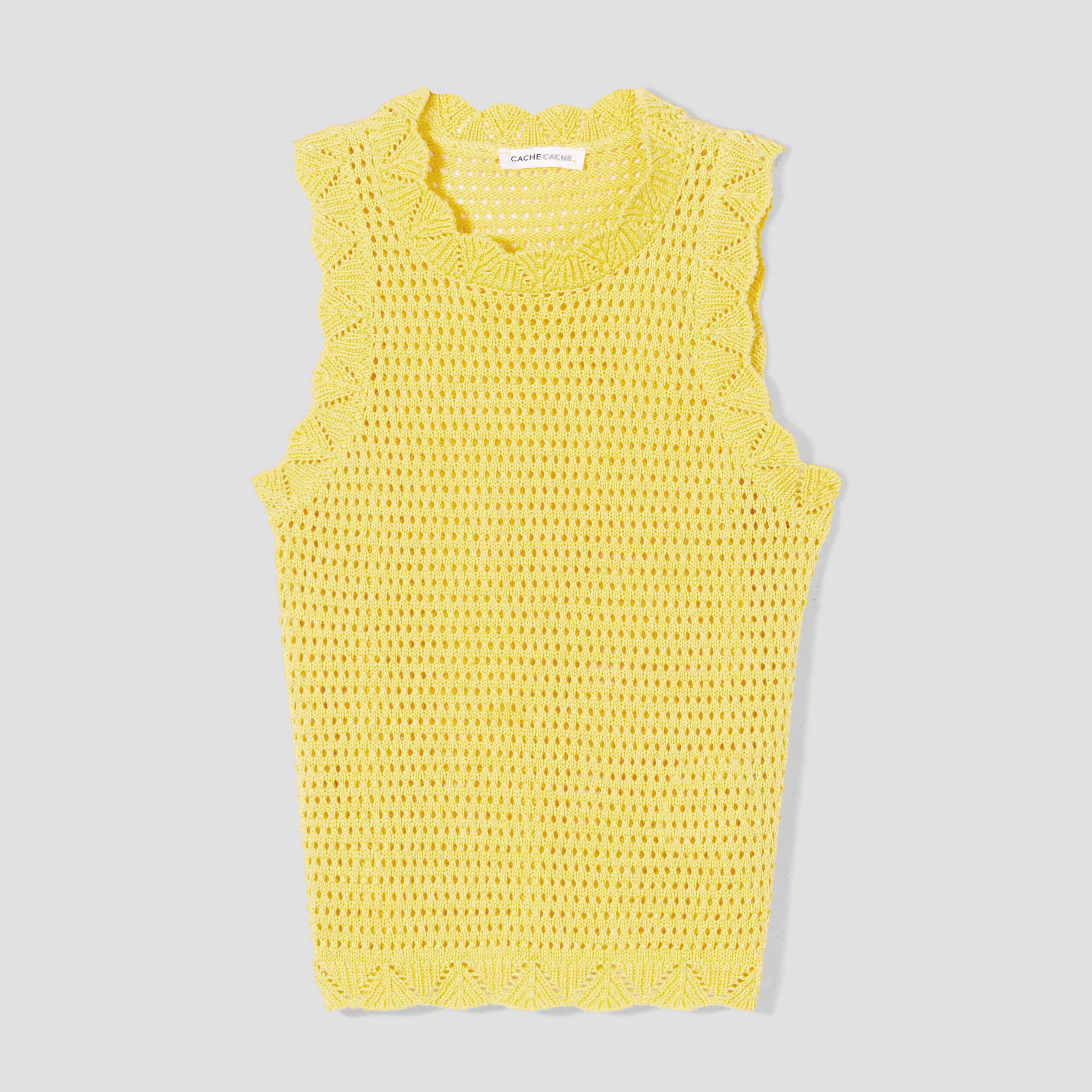 Débardeur aspect crochet jaune fluo femme | Cache Cache