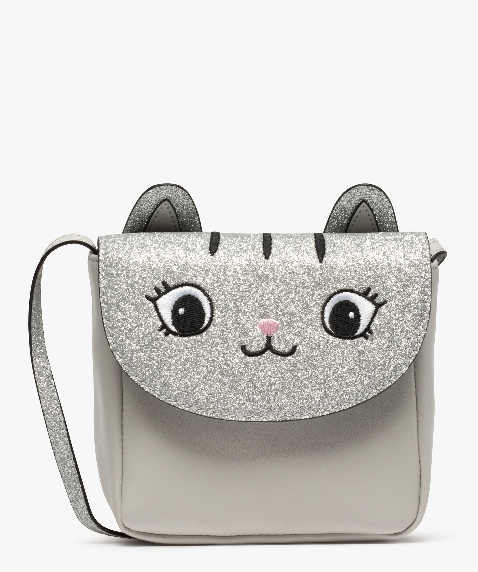 Sac fille avec rabat à paillettes avec motif chat gris | GEMO