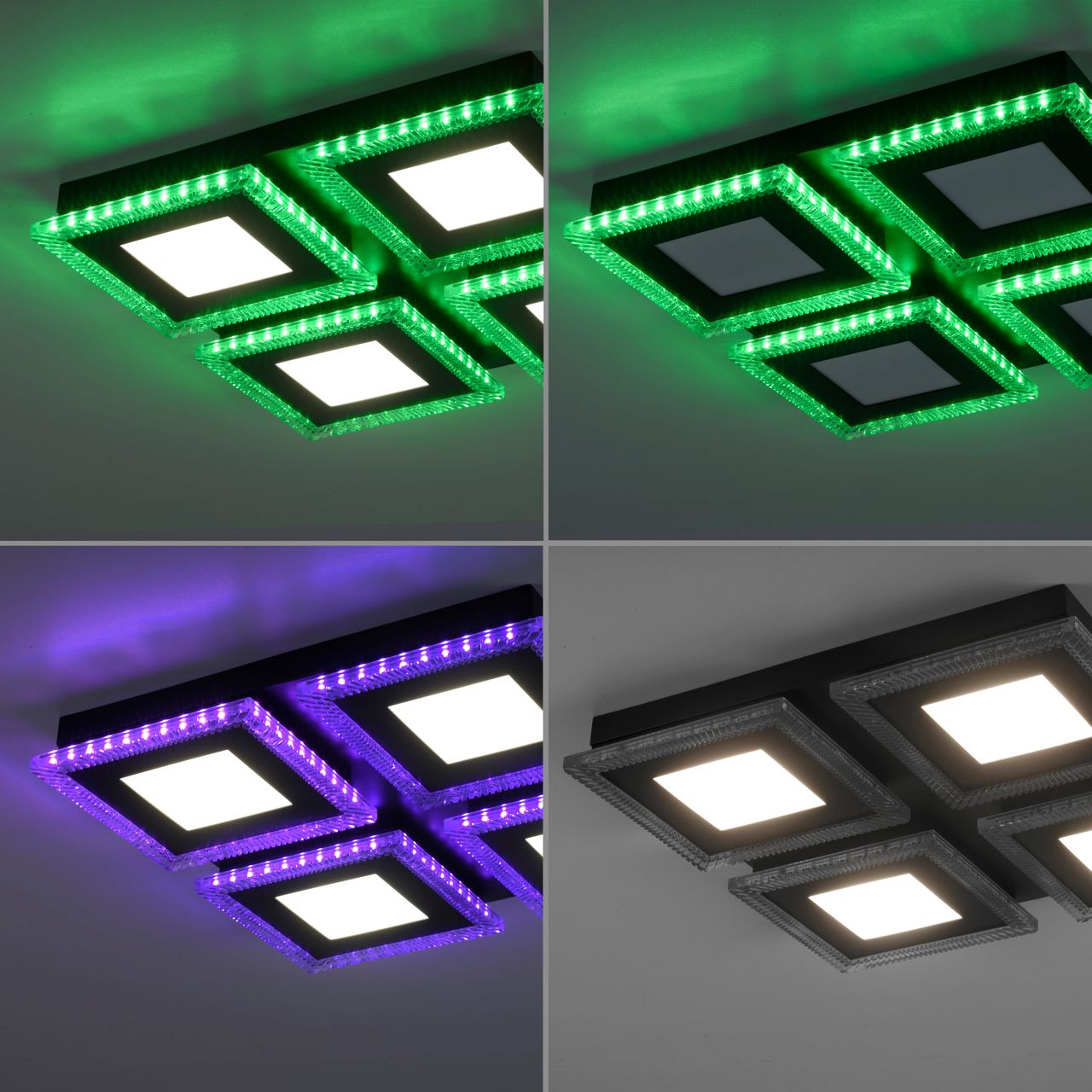 JUST LIGHT LED-Deckenleuchte ACRI, mit RGB Farbmodus, CCT, dimmbar, schwarz