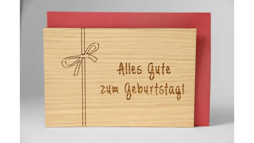 Original Holzgrußkarte - Alles Gute zum Geburtstag, Schleife