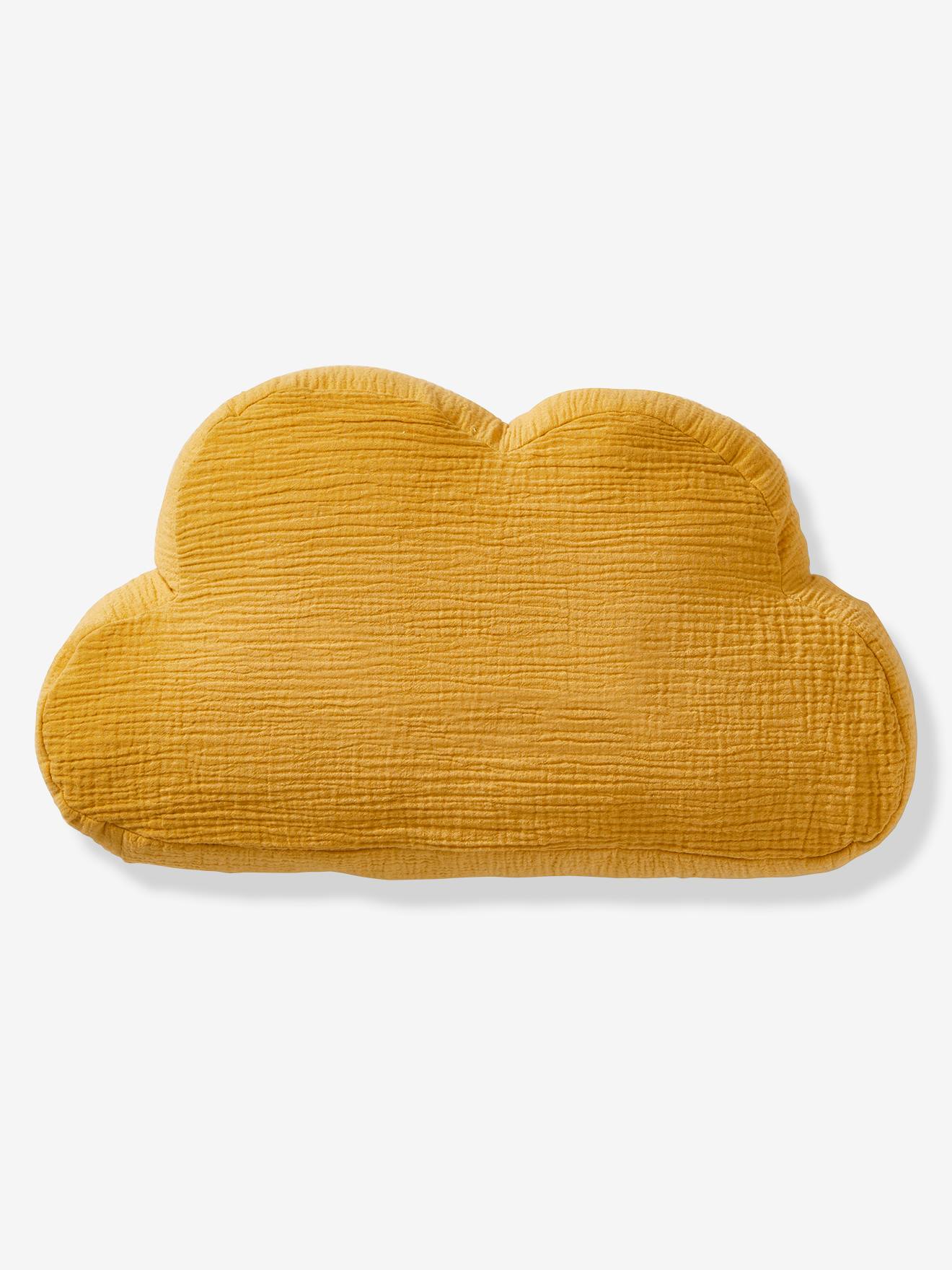 Coussin personnalisable gaze de coton Nuage moutarde