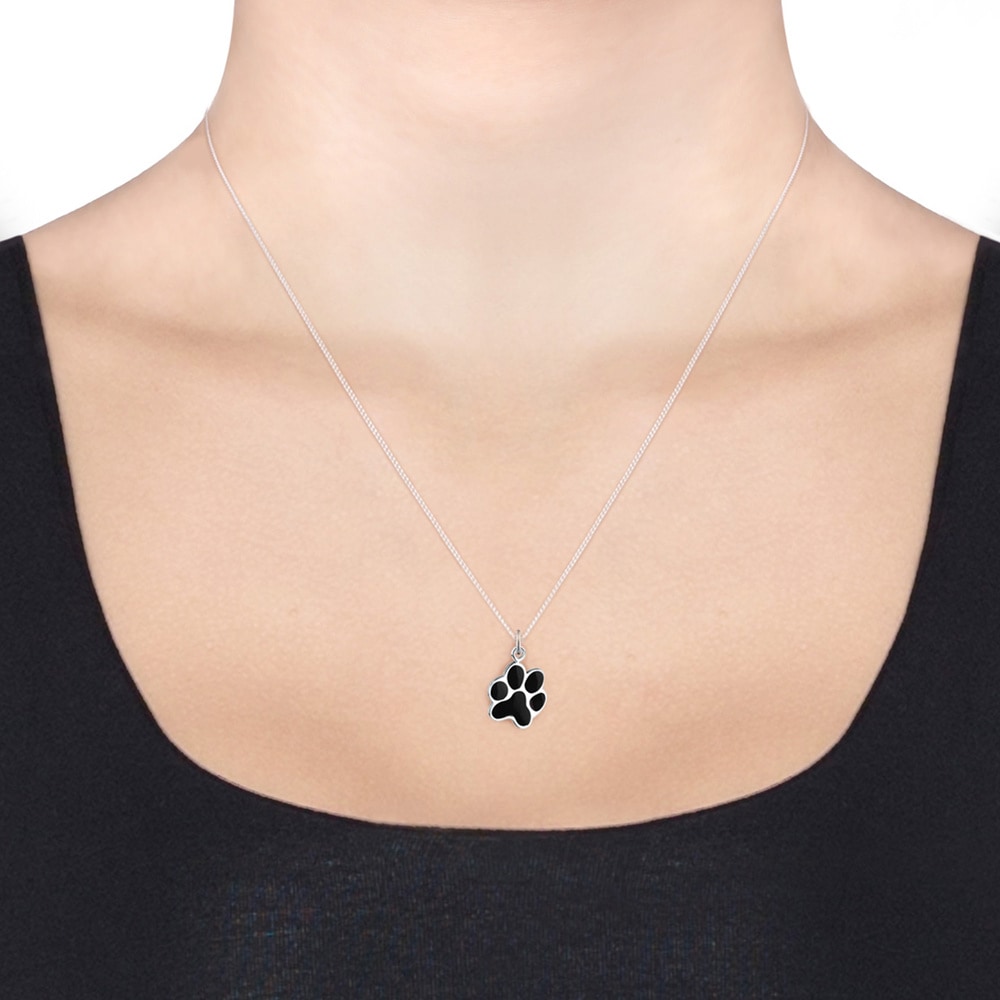 Elli Elli Ensemble de Bijoux Femmes Pendentif Patte Set clous d'oreilles Noir en argen Bijoux