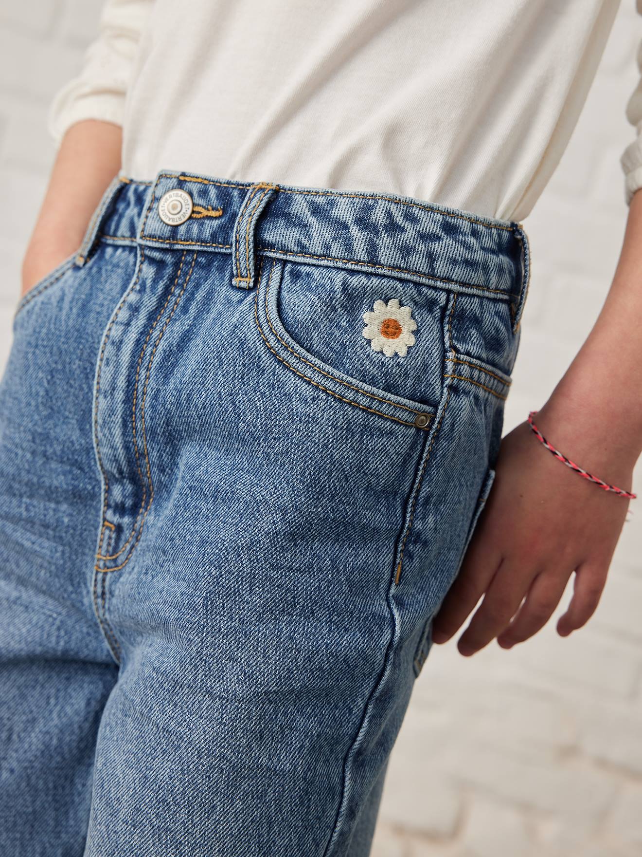 Vertbaudet Mädchen Boyfriend-Jeans - grauer denim