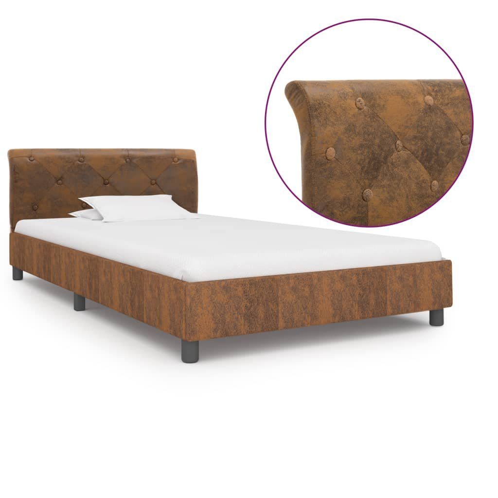 vidaXL Bett Bettgestell Braun Wildleder-Optik 100 x 200 cm