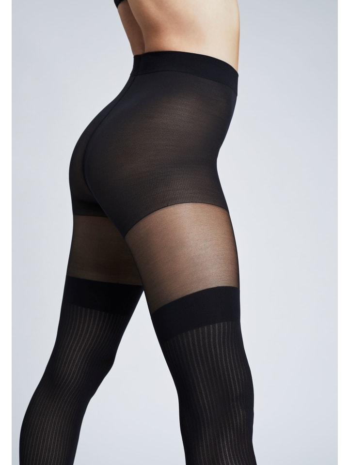 camano Strumpfhose overknee stripes 1er Pack fine fashion 70 Denier in Schwarz günstig kaufen