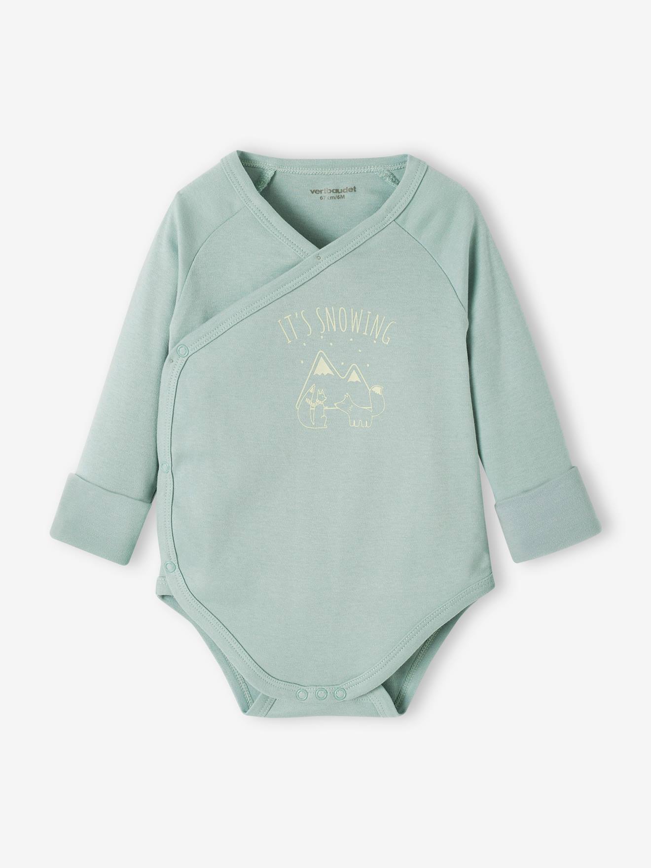 Lot de 5 bodies bébé évolutif ouverture naissance bleu grisé