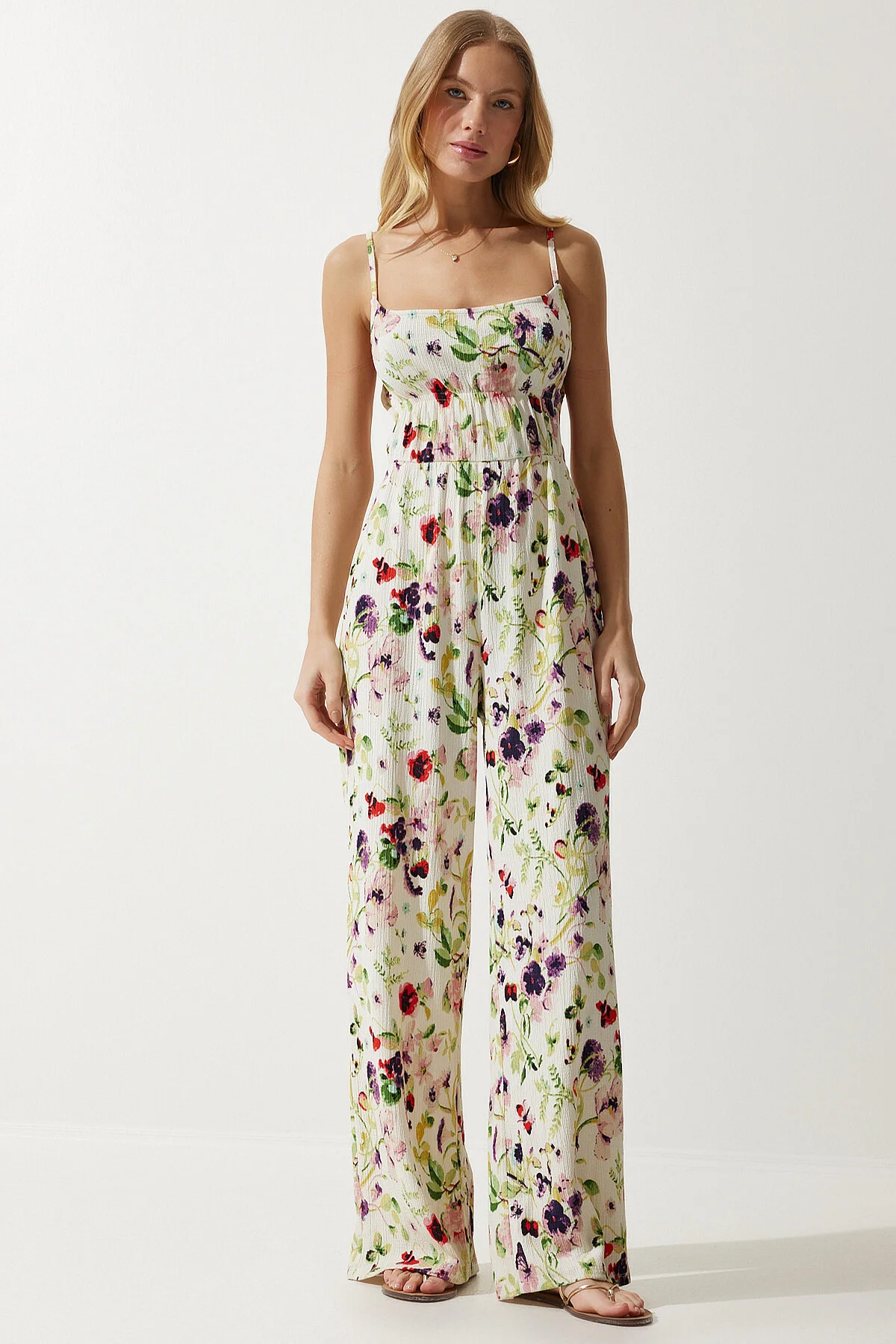 Happiness İstanbul  Jumpsuit - Ecru - Regular Fit