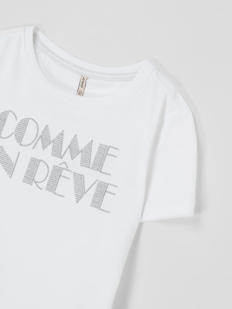 T-Shirt mit Effektgarn Modell 'Jenka' in weiß