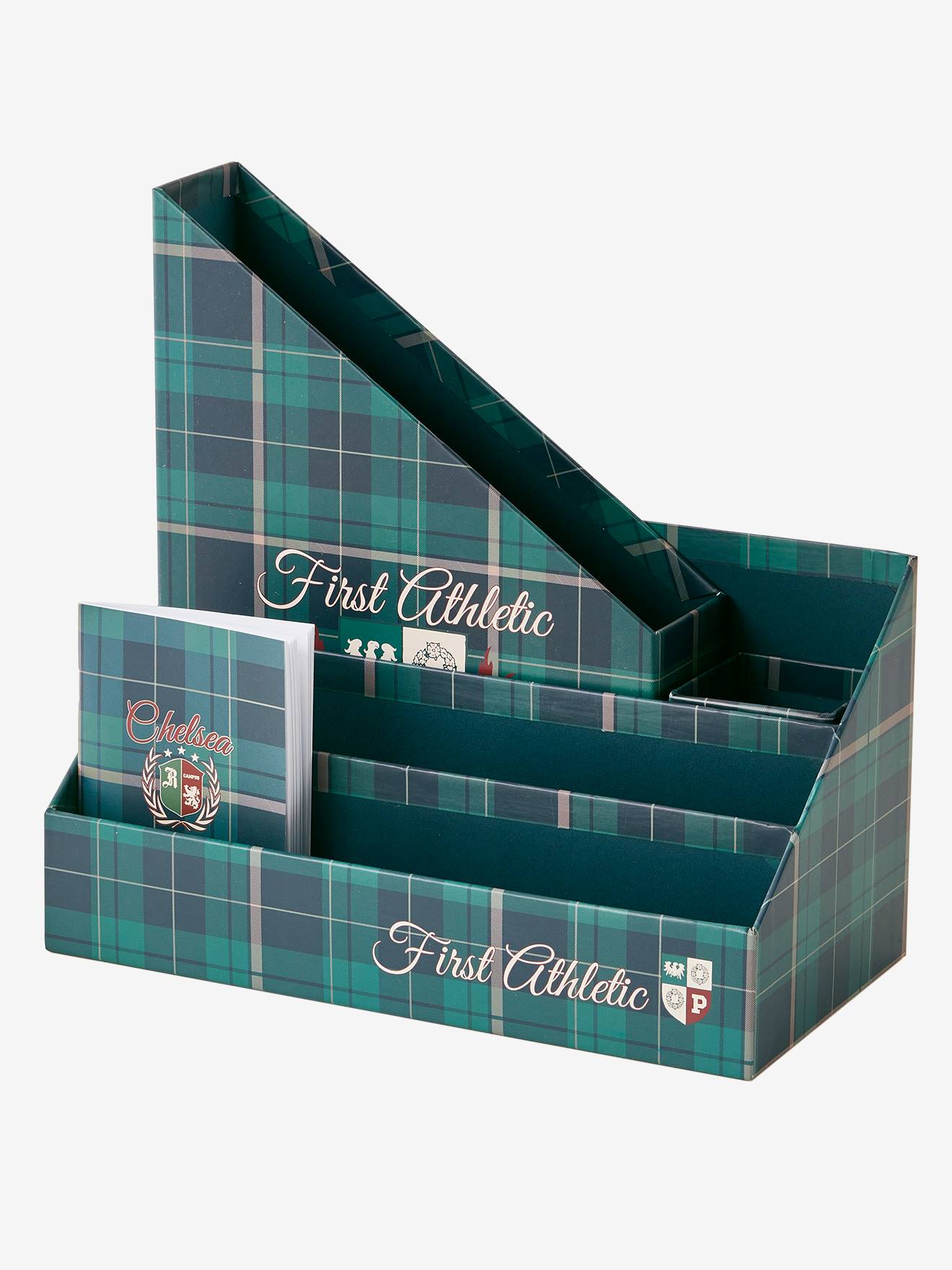 Set rangement bureau Ecusson vert / bleu