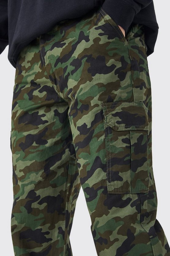 Tall lockere Camouflage Cargo-Hose mit Schnür-Detail