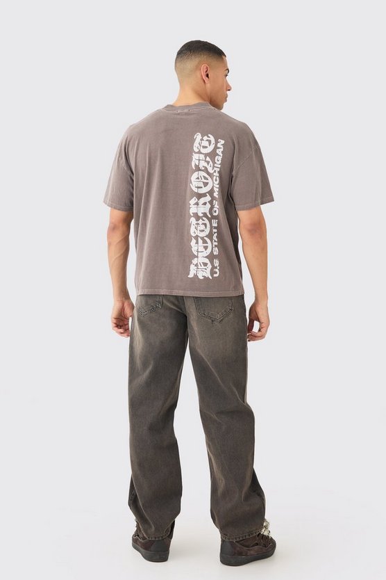 Baggy Rigid Brown Wash Ripped Knee Jeans