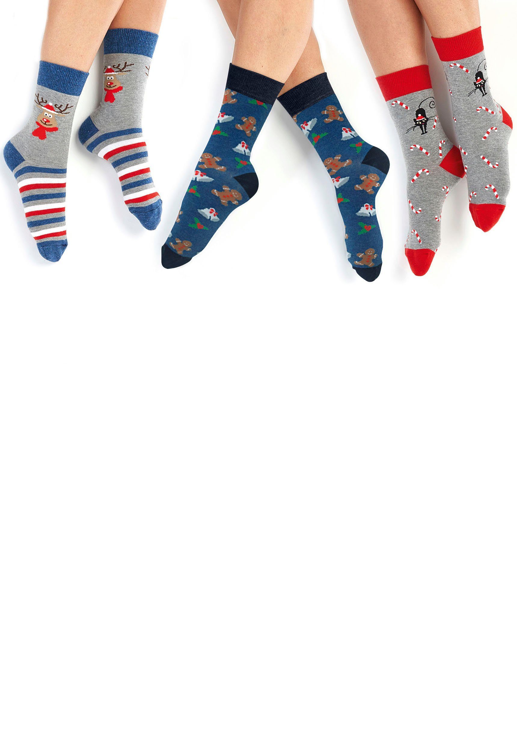 H.I.S Socken (3-Paar) mit Weihnachts-Design