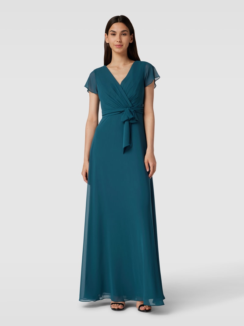Abendkleid in Wickel-Optik in bottle meliert