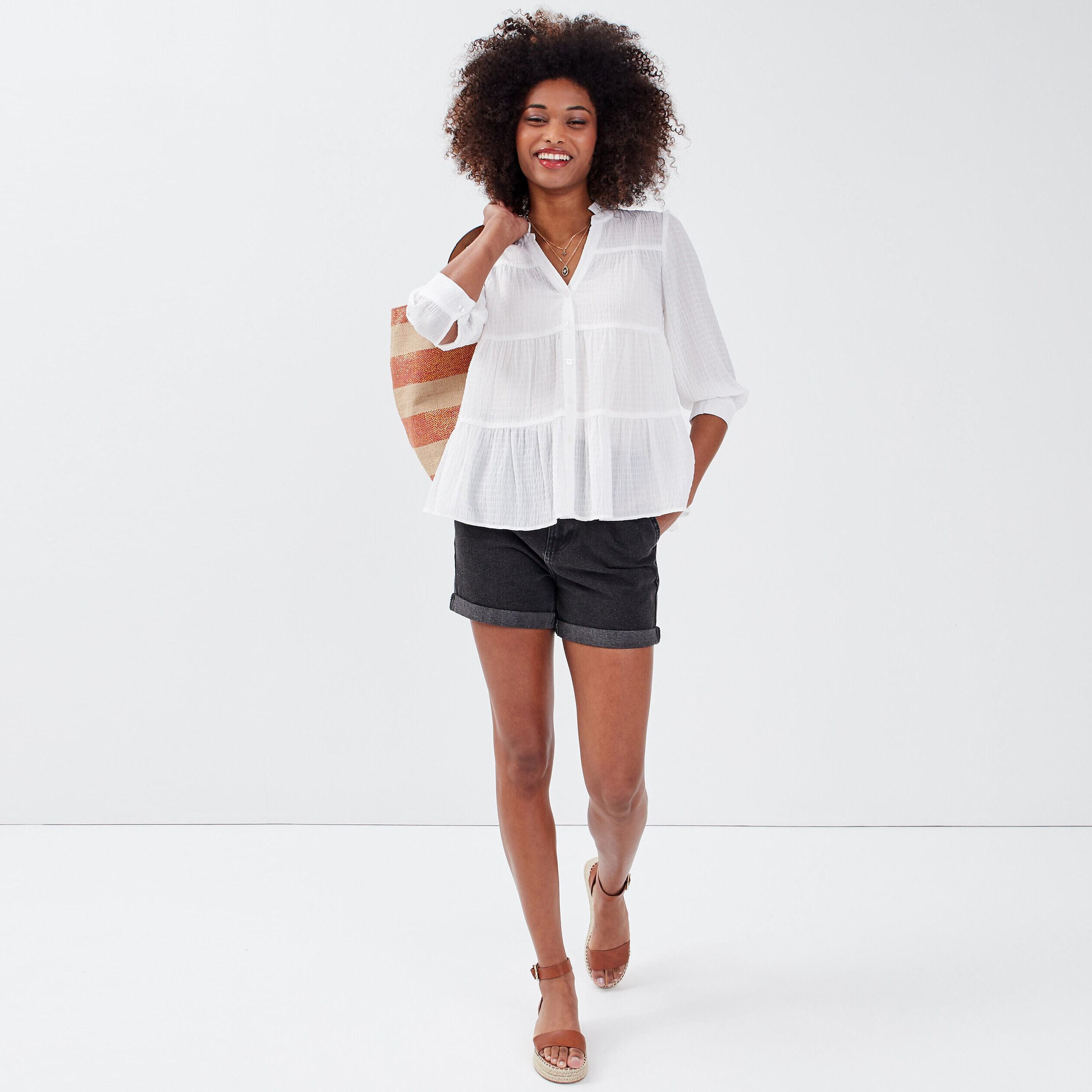 Blouse manches 3/4 ecru femme | Cache Cache