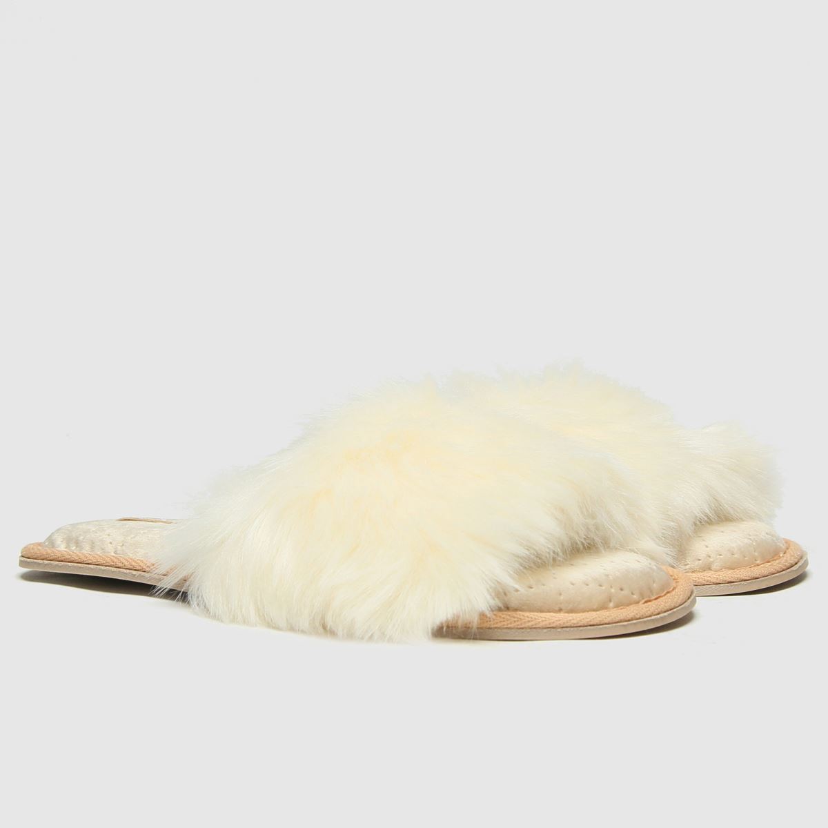 Schuh Hayley – Naturfärgade tofflor i fuskpäls