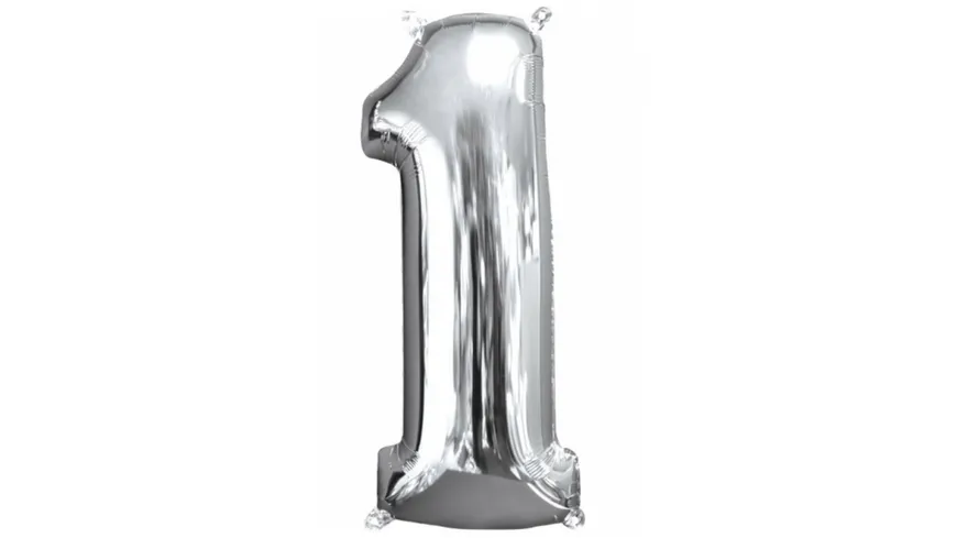 Amscan - Folienballon Zahl 1 silber 26