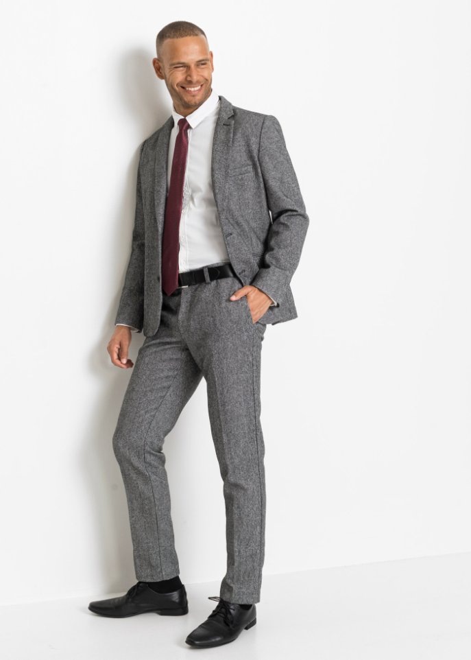 Anzug (4-tlg.Set): Sakko, Hose, Hemd, Krawatte, Slim Fit