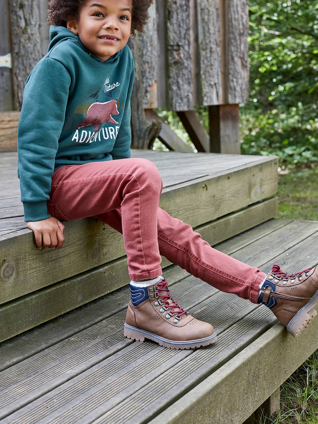Vertbaudet Jungen Boots mit Schnürung und Reißverschluss - karamell