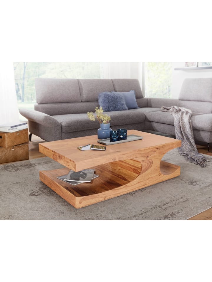KADIMA DESIGN Couchtisch BOHA Massiv-Holz 118 cm breit Wohnzimmer-Tisch in Akazie günstig kaufen onesize