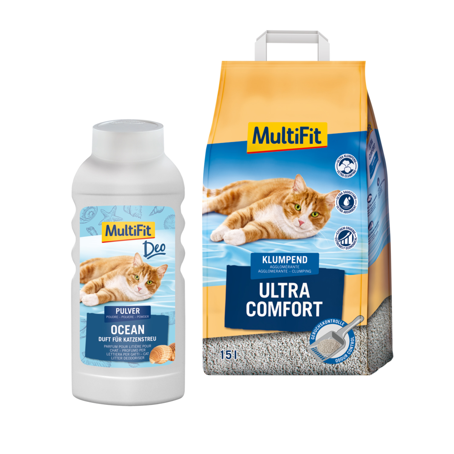 MultiFit Katzenstreu MultiFit ultra comfort 15L mit Deodorant Ocean