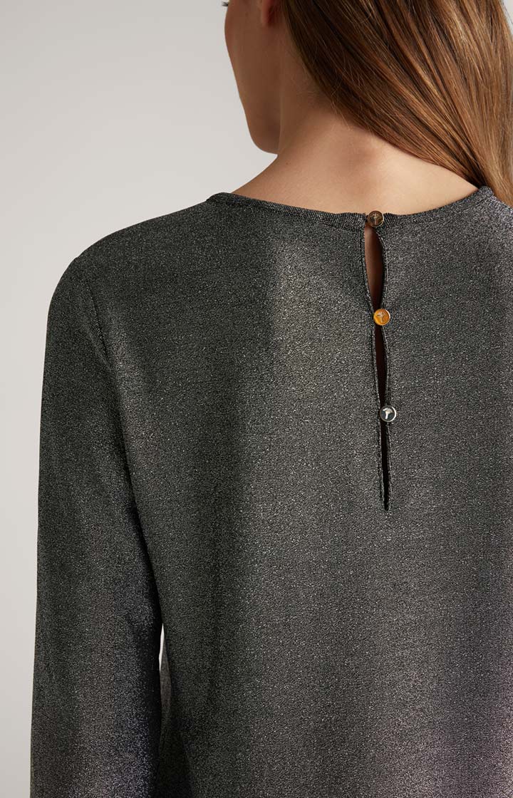 Lurex-Blusenshirt in Grau-Glitzer