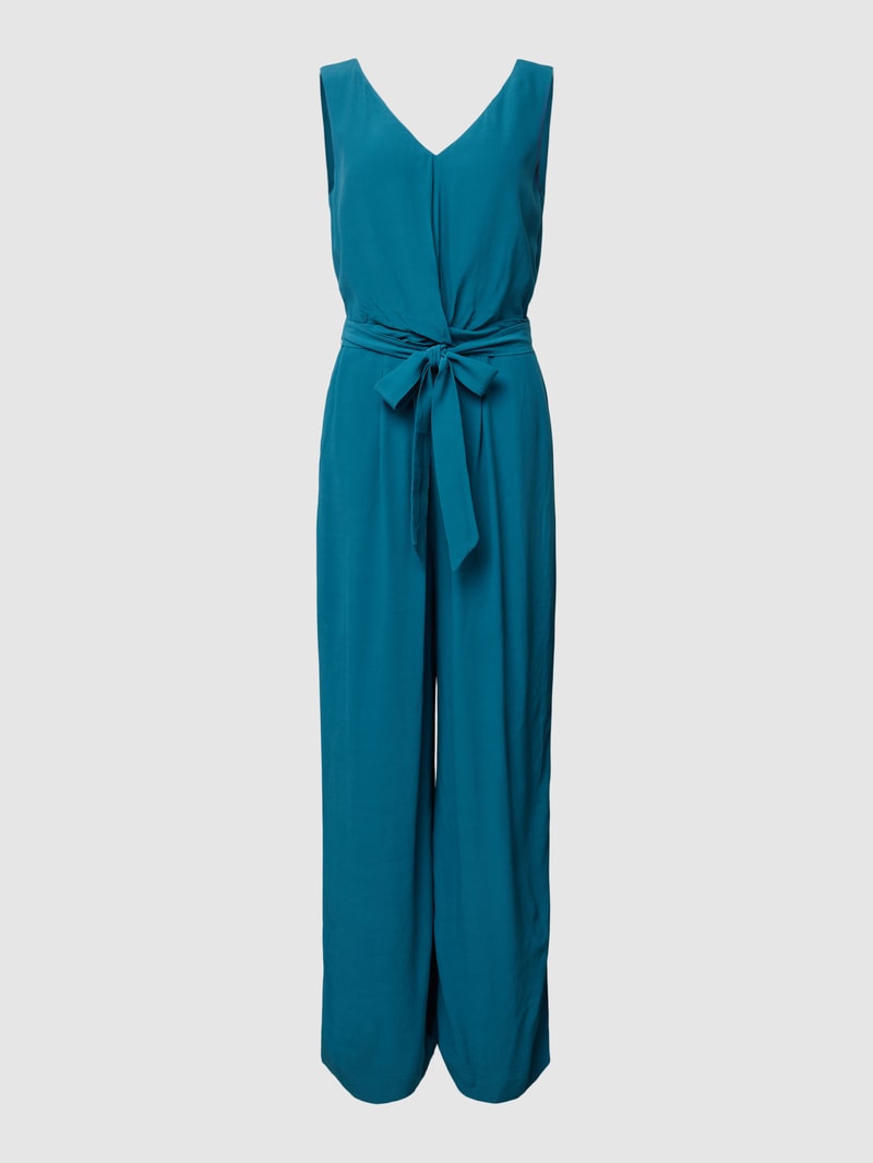 Jumpsuit aus Viskose mit Allover-Muster in petrol
