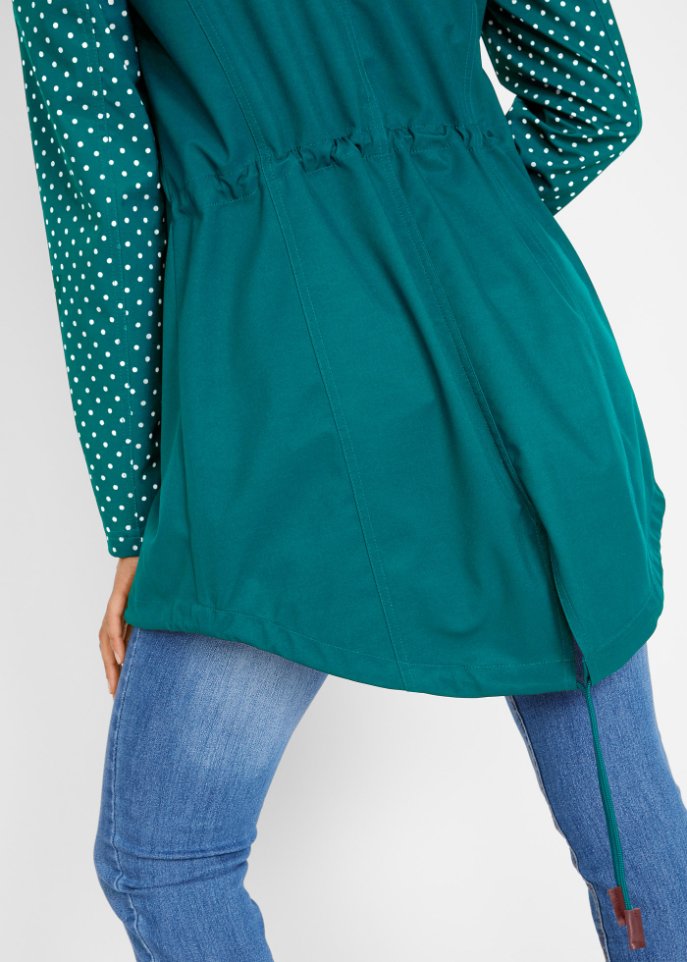 Bedruckte Softshelljacke, schlanker Schnitt, wasserabweisend