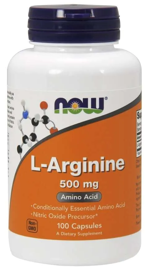 Now Foods L-arginin 500 mg, 100 kapsula