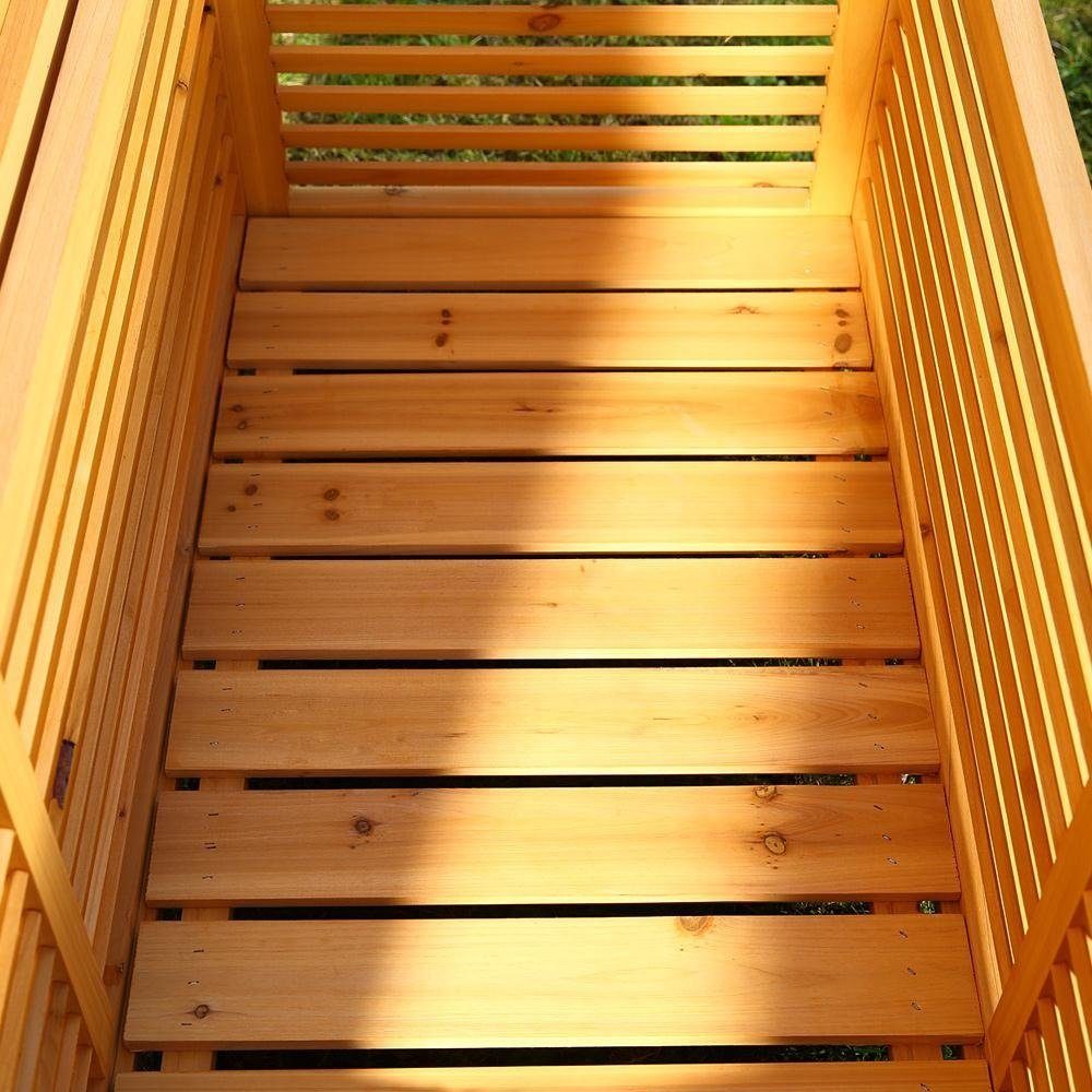 Melko Auflagenbox Auflagenbox Gartenbox Gartentruhe 140CM aus Holz Braun oder Weiß Kissenbox Holztruhe Aufbewahrungsbox Auflagenkiste (Stück), Imprägniert