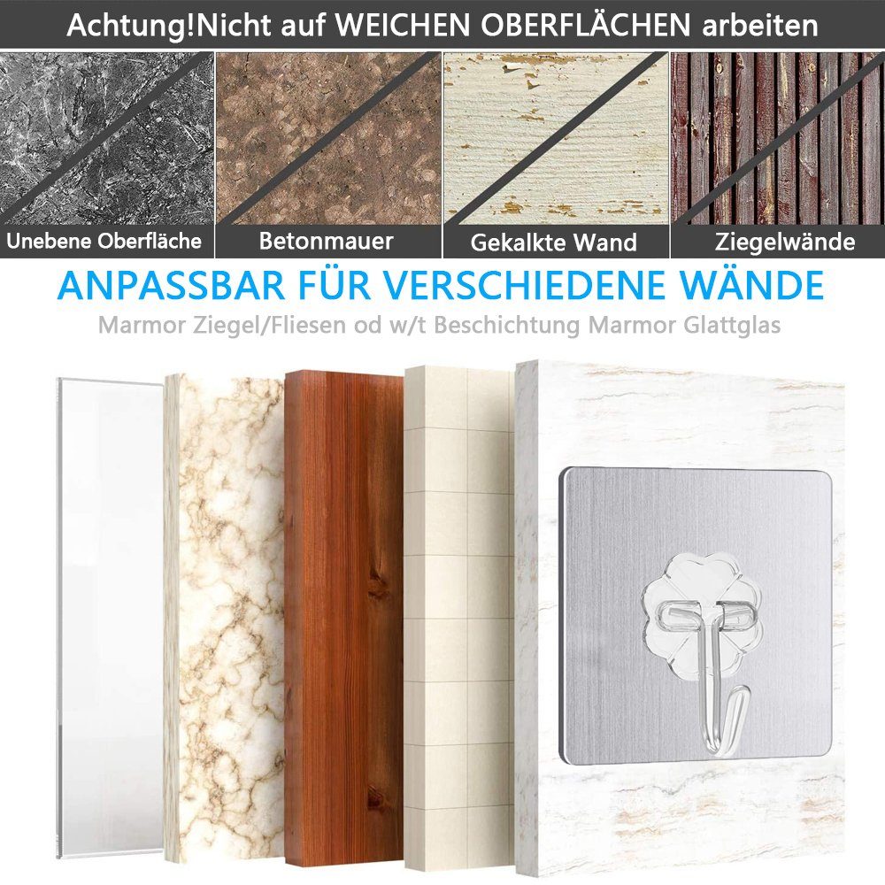 FeelGlad Wandhaken Handtuchhaken,Wasserfest,Transparente,Ohne Bohren