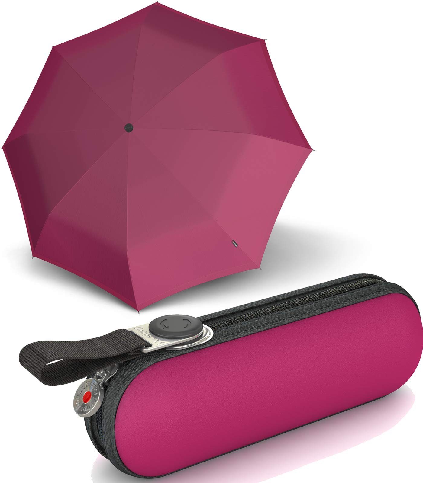 Knirps® Taschenregenschirm kleiner, leichter, kompakter Schirm für Damen, gut geschützt durch das Hard-Case-Etui