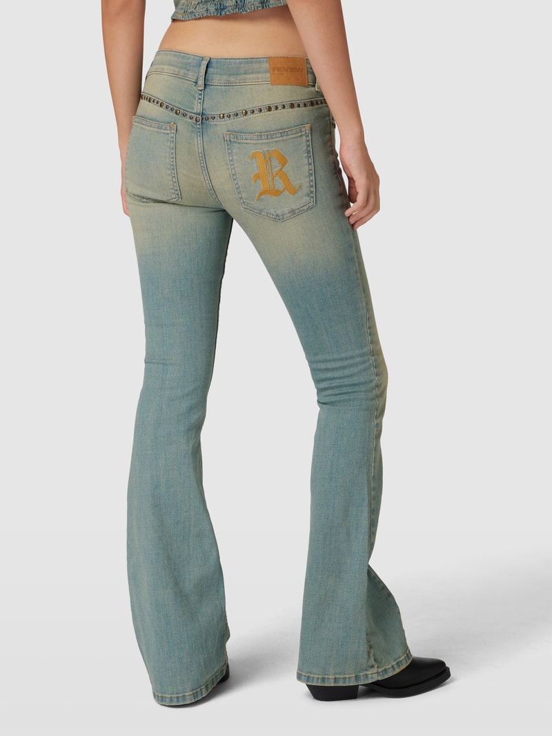 Bootcut Jeans mit Label-Applikation Modell 'FLARED GREENWASH' in petrol