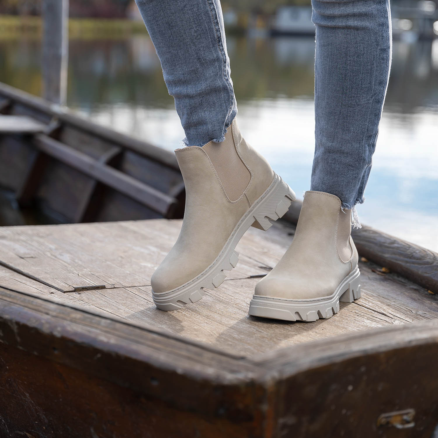 Palado Lapingi, Chelsea Boots, Damen, Cream/Cream