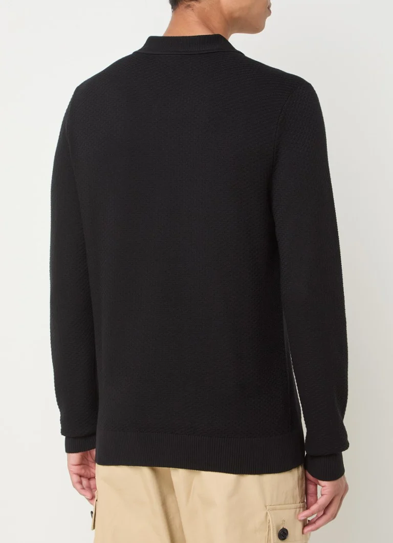 HUGO BOSS Sastoon fine knit sweater in wool blend with half zip