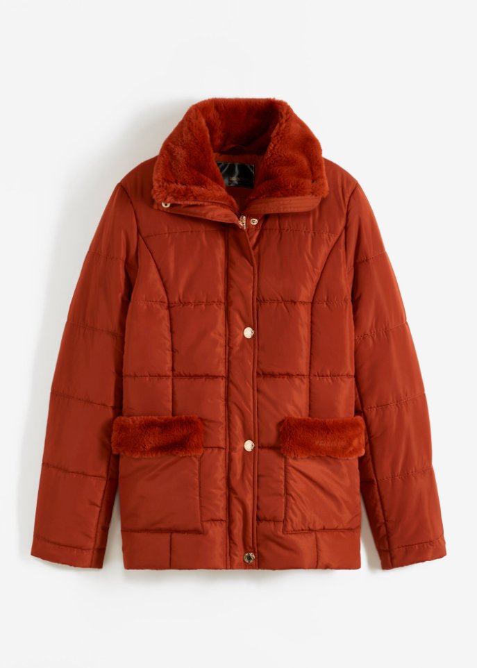 Steppjacke mit Fellimitatbesatz