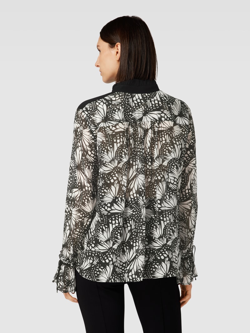 Bluse aus Viskose mit Allover-Muster in schwarz
