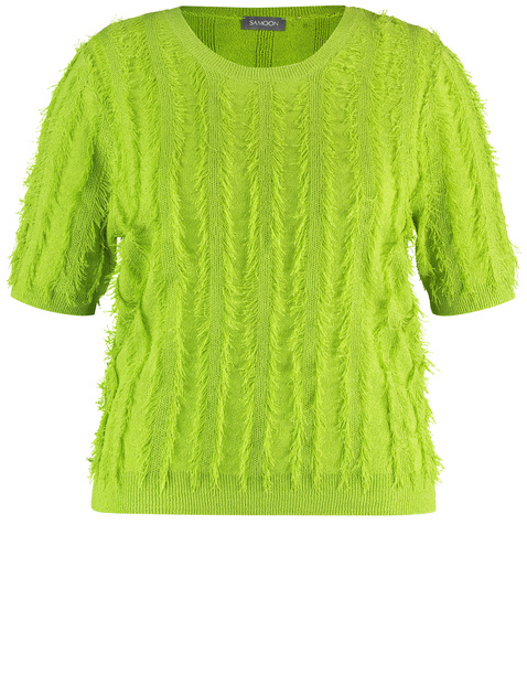 Kurzarmpullover mit Fransen-Details