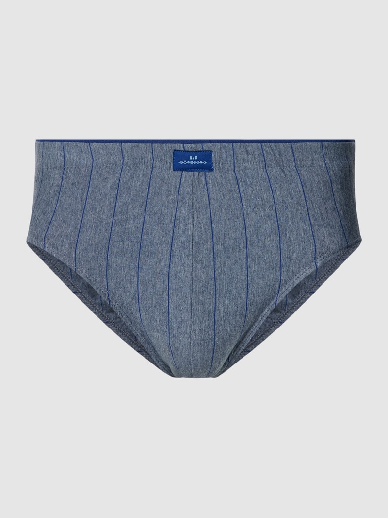 Slip mit Streifenmuster Modell 'NATURE' in dunkelblau meliert