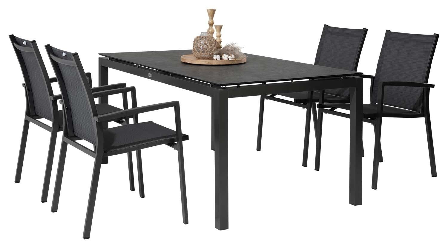 Stern Tischplatte DARK MARBLE, B 160 x T 90 cm, Silverstar 2.0, Grau