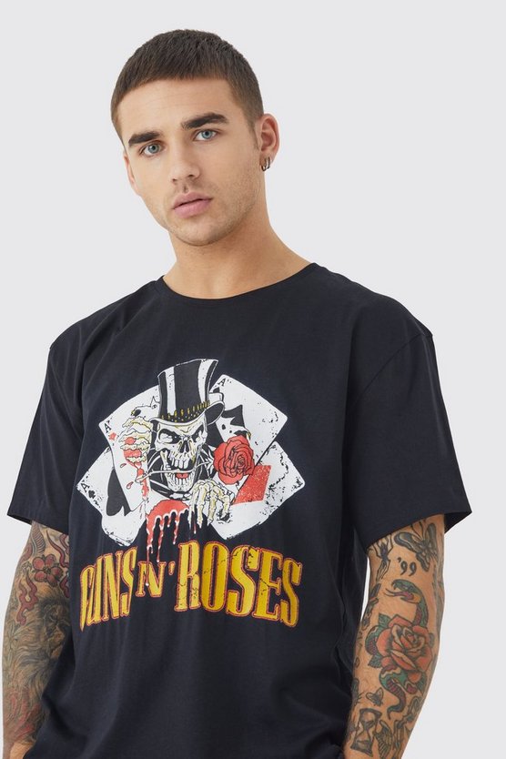 Oversize Batik T-Shirt mit Guns N Roses Print