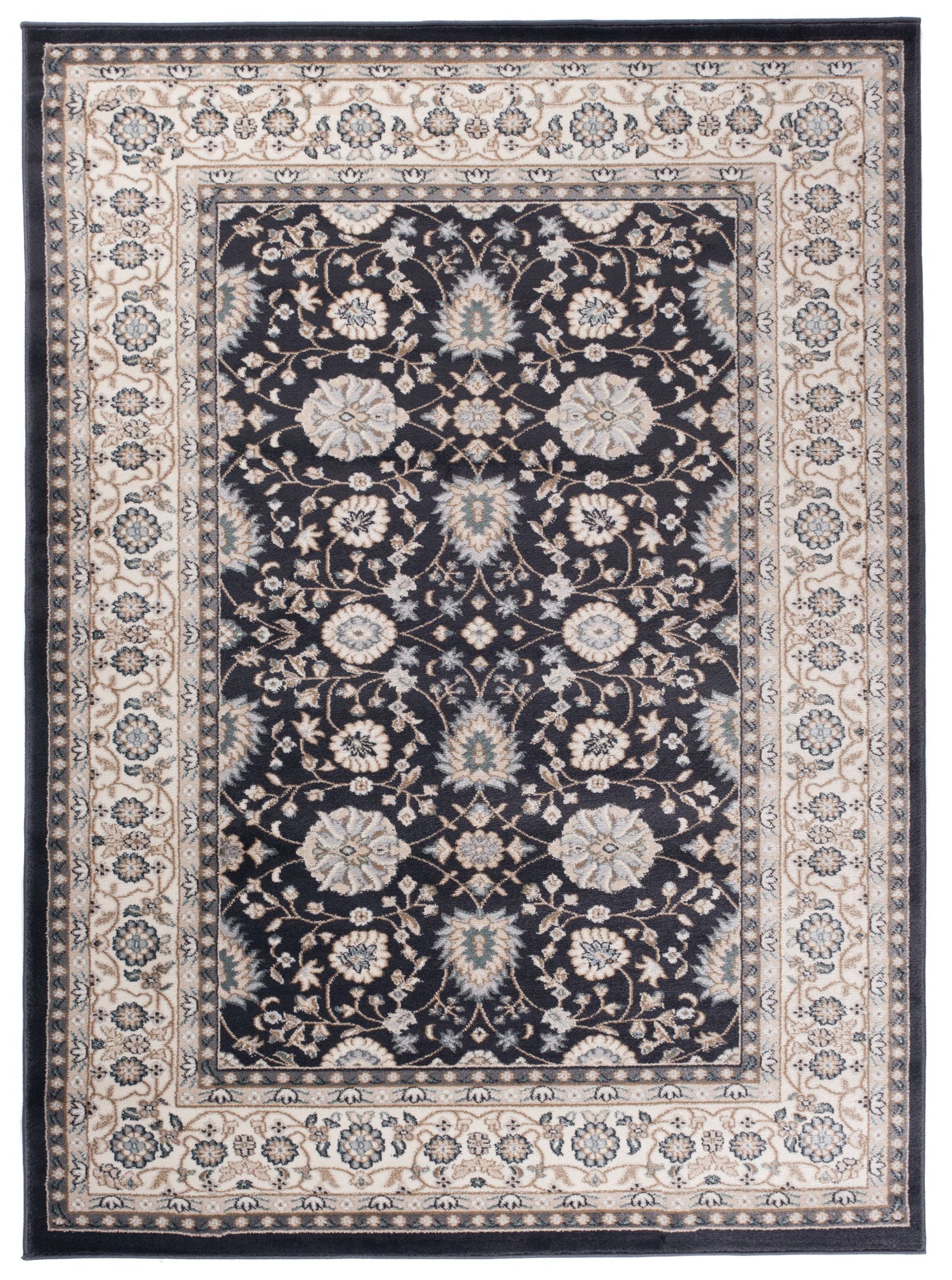 Orientteppich Oriente Teppich - Traditioneller Teppich Orient Schwarz Grau, Mazovia, 60 x 100 cm, Geeignet für Fußbodenheizung, Pflegeleicht, Wohnzimmerteppich