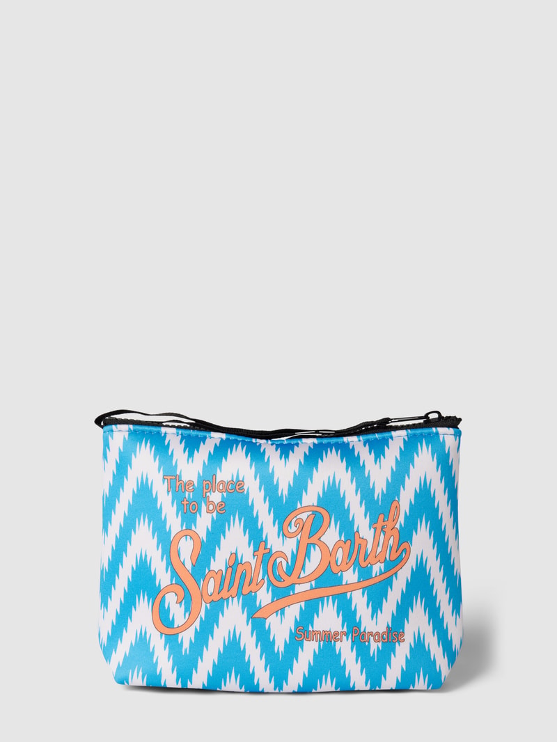 Kulturtasche mit Allover-Muster Modell 'ALINE SPONGE' in blau