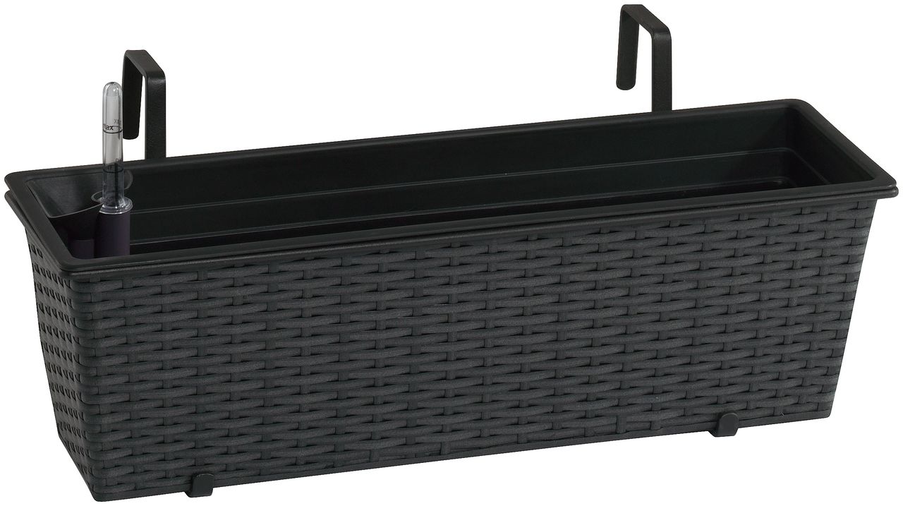 Weles Polyrattan Balkonkasten inkl. Aufhängung, 50 x 19 x 18 cm, mit Bewässerungssystem, anthrazit